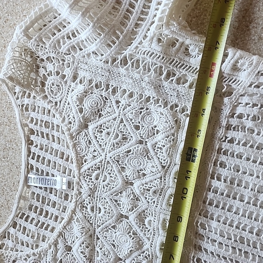 Maria Rello Crocheted CoverUp Tunic Ivory Size M - Picture 15 of 16